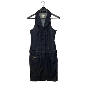 Vintage Y2K Diesel Denim ärmelloses Jeanskleid mit Kragen Größe S blau - Bild 1 von 8