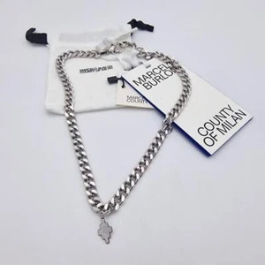 Marcelo Burlon Grafschaft Mailand Kreuz Logo kurze Kette Halskette Silber 44 cm 17" - Bild 1 von 4