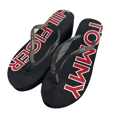 Chinelos anabela Tommy Hilfiger tamanho 8M. Novo TW25370 cor preta surf mais rara - Imagem 1 de 4