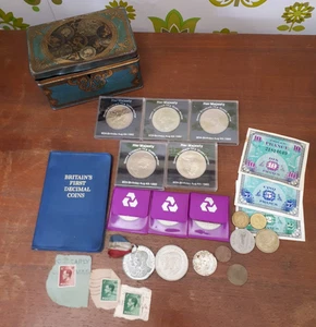 Junk Drawer Job Lot Royal Commemorative Coins Stamps Edward VIII George Tin(BrB) - Picture 1 of 6