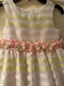 Vestido Marmellata Niñas Talla 6X NUEVO CON ETIQUETAS NUEVO Blanco Amarillo Rosa Rayas Cintura Flores - Imagen 1 de 8