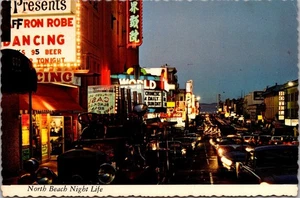 BROADWAY North Beach Night Life SAN FRANCISCO, CA night view 4x6 Postcard - Picture 1 of 2