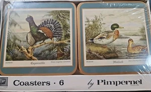 NEW-VINTAGE PIMPERNEL 6 GAME BIRDS COASTER SET. Ducks, Mallard, New In Box. - Picture 1 of 5