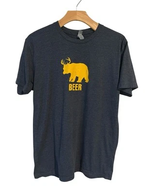 Beer Bear Deer T Shirt Mens Size M Drinking Blue Short Sleeve Crew Lake Tahoe - Image 1 of 4