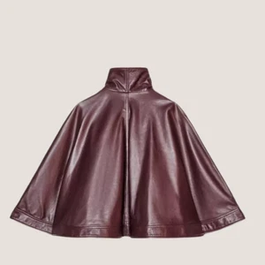 Women's 100% original Leather Cape Jacket Vintage Style Short Cloak Coat Trendy - Picture 1 of 10