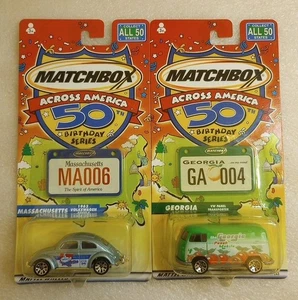 2 Matchbox Across America Cars MA y GA - Imagen 1 de 6