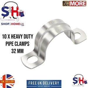10xStainless Steel Plumbing Pipe Tube Saddle Clip Bracket U Clamp 1-1/4" Ø 32 mm - Picture 1 of 10