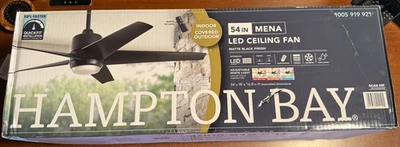 Hampton Bay Mena 54 in. LED Indoor/Outdoor Matte Black Ceiling Fan - Image 1 of 3