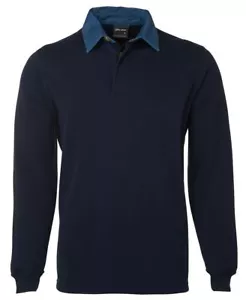 Jb's wear Mens Signature Rugby Shirt Concealed 3-Button Placket Ribbed Cuffs - Picture 1 of 35