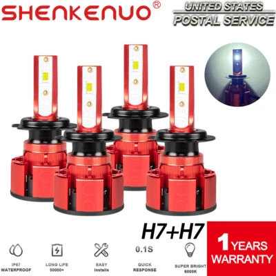 For Mercedes-Benz R350 2006-2010 4x H7 + H7 Headlight High & Low Beam LED Bulbs - Image 1 of 4