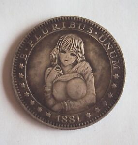 USA 1881 1 $ 'hobo nickel' UNC Carson City 'Busty Girl' (based on Morgan $)