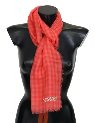 MISSONI Bufanda Naranja Cuadros Cachemira Unisex Envoltura Flecos Logo 180cm x 70cm $500 Foto 1 de 4