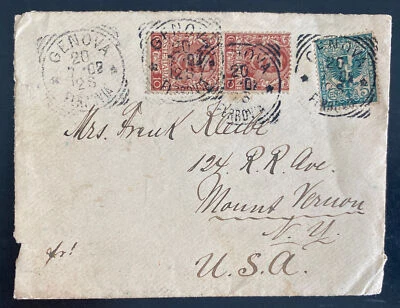 1902 Genova Italy Cover To Mt Vernon NY USA - Image 1 of 2