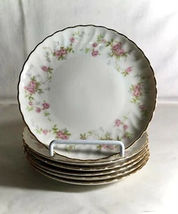 6 Syrakus Silhouette Form Rosa Blumen Spray 6 1/2" Coupe Brotteller - Bild 1 von 2