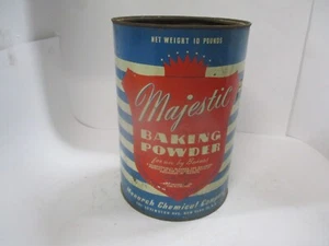 Collectable tin Majestic 10 pound baking powder FMC corp. vintage 1960's NO LID - Picture 1 of 9