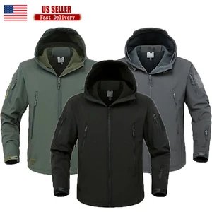 Hombres Chaqueta Impermeable Táctico Suave Shell Abrigo Forrado de Vellón Cremallera Sudadera con Capucha Chaqueta - Imagen 1 de 29
