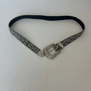 Cinturón Vaquera Elegante Moda Alta Calidad Rodeo Occidental Tachonado Diamantes de Imitación Plateado - Imagen 1 de 7