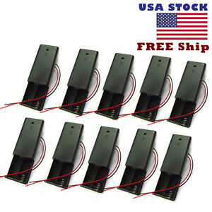 10pcs 2 AA Battery Box Holder On Off Switch lid 3V cells 6" Leads US Free Ship