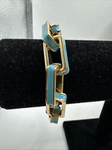 "Pulsera de cadena con eslabón con palanca caja esmalte azul huevo petirrojo tono dorado 7,5""" - Imagen 1 de 10