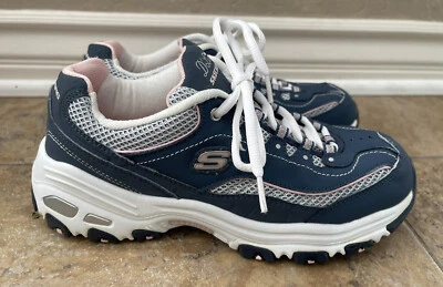Skechers Womens D Lites Memory Foam 11860EW Blue Casual Shoes Sneakers Size 7 - Image 1 of 4