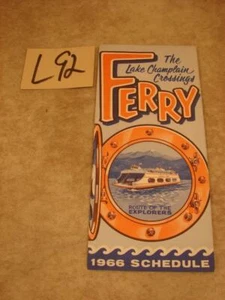L92 VINTAGE 1966 LAKE CHAMPLAIN CROSSINGS FERRY MAP & SCHEDULE - Picture 1 of 1