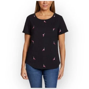 NWT Vintage America Womens Flamingo Embroidered Tee - Size Small - Black 561S - Picture 1 of 7