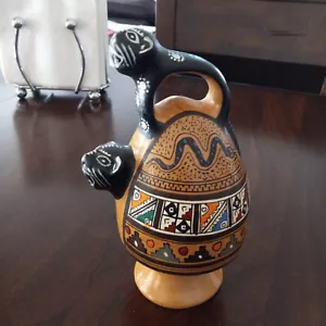 Vintage Cusco Peru Kunstkeramik Chicha Jaguare Schlange Mond Krug Krug handbemalt - Bild 1 von 6