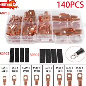 260pcs Copper Tube Terminals Battery Welding Cable Lug Ring Crimp Connectors Kit - Picture 1 of 19