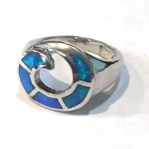 Opal & Sterling Silver Wave Beach Theme Ring - Size 7 - Brand NEW - Picture 1 of 3