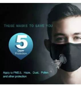 Máscara protectora bucal reutilizable de algodón respirador activado filtro antiniebla PM2.5 EE. UU. - Imagen 1 de 13