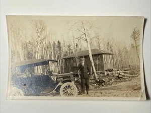 1920s Photo Model T Man Forest House Snapshot - Picture 1 of 14