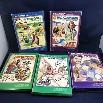 Intellivision Vintage Game Lot 5 PGA Golf Reversi Poker Blackjack Backgammon - Image 1 of 4
