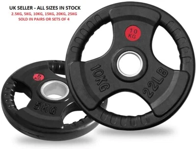 2'' TRI GRIP OLYMPIC WEIGHT PLATES 2.5KG 5KG 10KG 15KG 20KG 25KG PAIRS SINGLES - Image 1 of 4