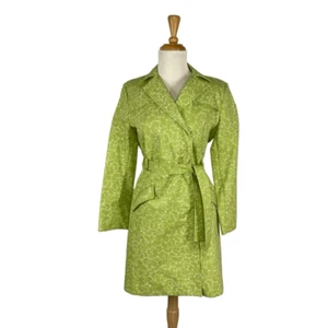 Liz Claiborne 8P Green Butterfly Trench Coat Cottagecore Fairycore Y2K does 70s - Picture 1 of 9