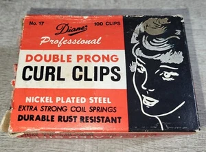Vtg Diane MCM Double Prong Salon Hair Curl Clips No. 17 Red Box - Picture 1 of 8