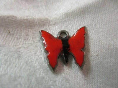 Charm Vintage Naranja Esmalte Sobre Acero Mariposa Foto 1 de 2