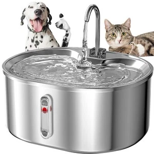 Stainless Steel Cat Water Fountain 3.2L Pet Drinking Fountain Dispenser for Cats - Picture 1 of 12