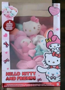 HELLO KITTY & FRIENDS 2025 Boxed Plush Valentines Bouquet My Melody Cinnamoroll - Picture 1 of 8