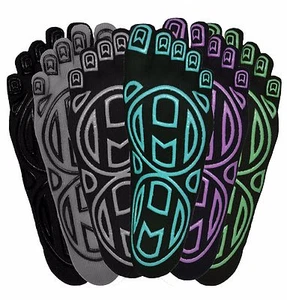 Mato & Hash "Barefoot Feel" Yoga & Pilates 5 Toe Socks W/ Infinity Grip 3 Pair - Picture 1 of 40