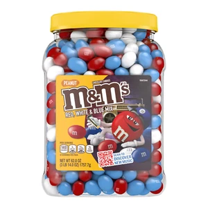 M&M'S Peanut Milk Chocolate Red, White, & Blue America Mix Bulk Candy Jar, 62 oz - Picture 1 of 1