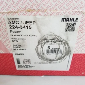 Set 6 Mahle AMC Jeep Pistons 224-3415 New in Box H802CP 3241HC 3.8750" Bore Size - Bild 1 von 3