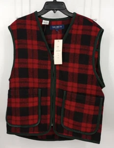 Men's VTG NWT French Connection Red Black Buffalo Plaid Wool Blend Vest Size L - Picture 1 of 17