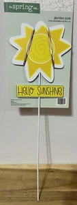Garden Pick Metal Stake “Hello Sunshine” 15.75X5” NEW - Picture 1 of 2