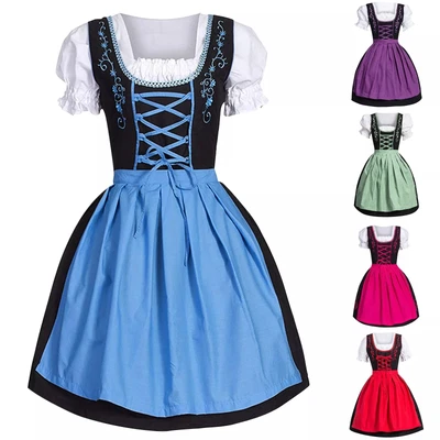 Women's German Dirndl Costume Dress Girl Drindl Bavarian Beer Oktoberfest Tavern