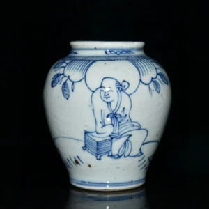 Schöne chinesische Handmalerei blau-weiß Porzellan Figur Kanne - Bild 1 von 9