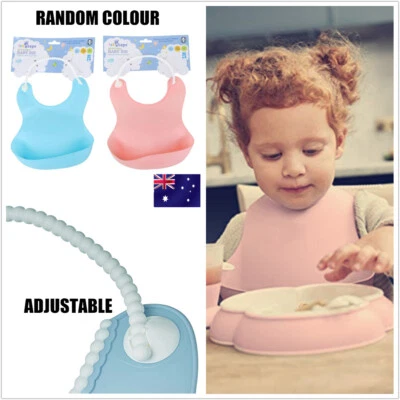 Baby Kid Smock Toddler Waterproof Soft Silicone Feeding Bib Apron Pouch BPA Free - image 1 of 4