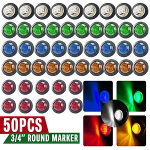 50X 3/4" LED Side Marker Lights Truck Trailer Round Bullet Clearance Lamp 12V - Picture 1 of 18