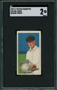 1909-11 T206 Hal Chase Holding Trophy Tolstoi Rare Back Stamp SGC 2 Looks Better