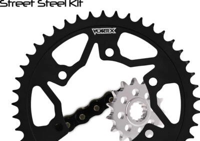 V3 Chain & Sprocket Kit Black SX Chain 530 16/43 Black Steel Vortex CK2141 - Image 1 of 4