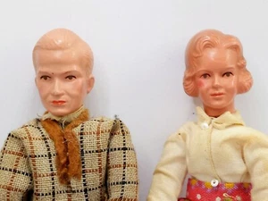 Vintage 1950s German Caco Miniature Dollhouse Dolls, Parent Mom and Dad Dolls - Picture 1 of 9